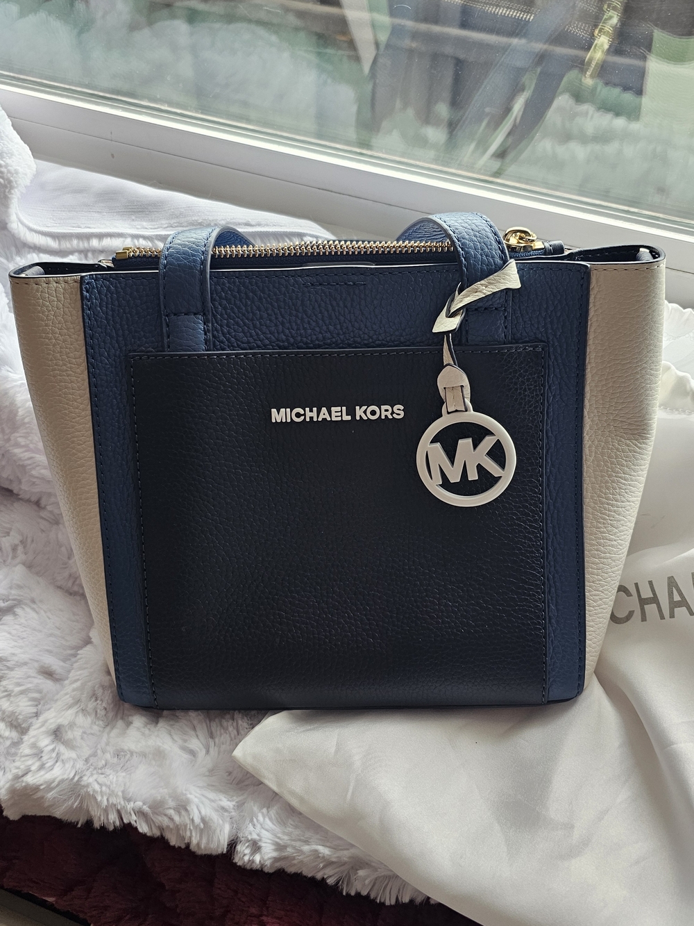 Michael Kors Navy, Black and Cream Leather Tote